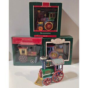 Five Tin Locomotive Ornaments Hallmark Collectors Series 1986 1987 1988 1989